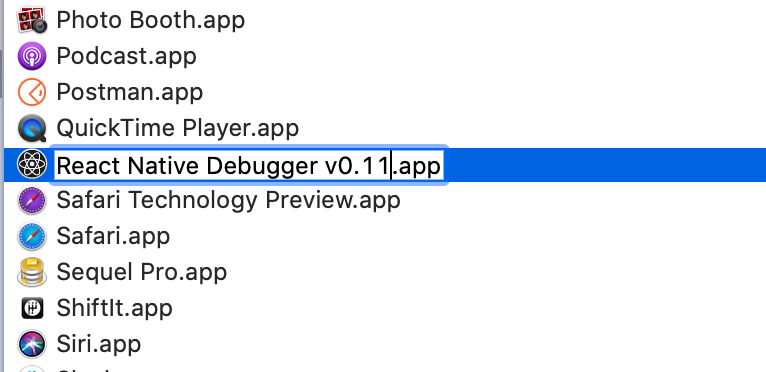 React Native Debuggerのアプリの名前を変更